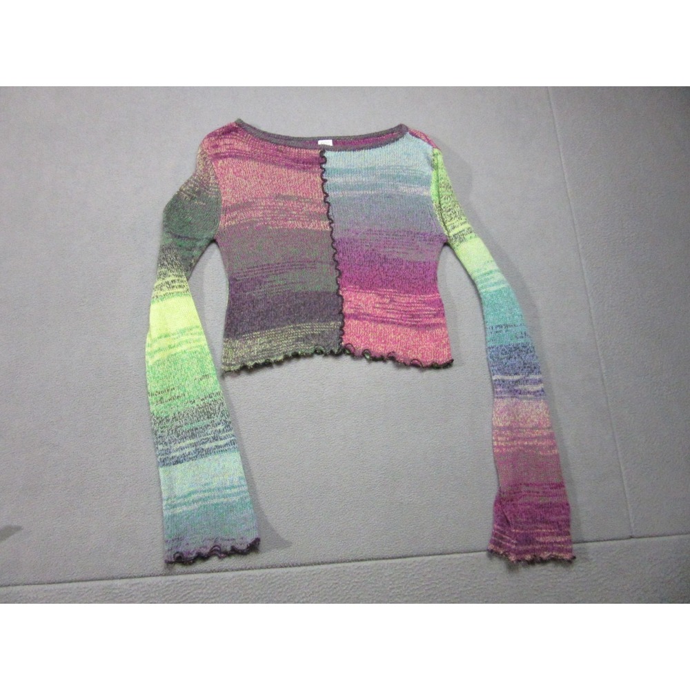 BDG Urban Outfitters Top Womens Large Multicolor Space Dye Knit Seamed Cropped